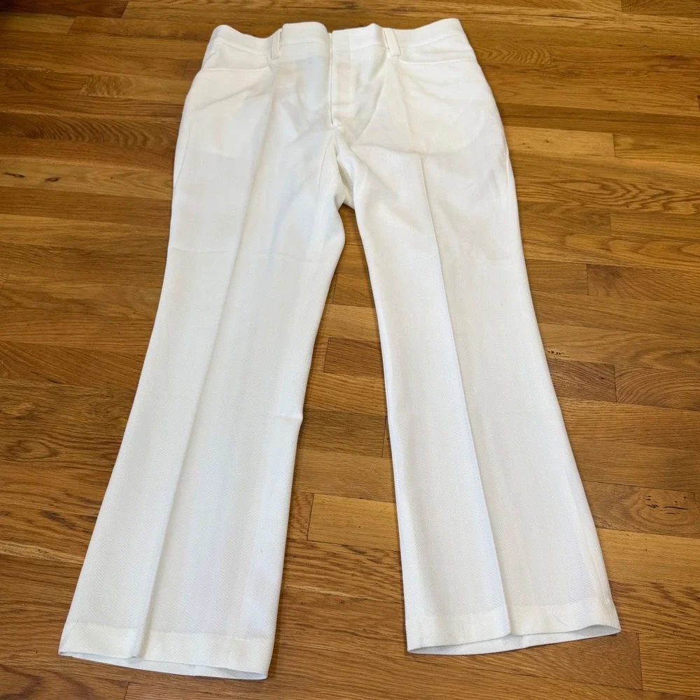 Vintage 70s Montgomery Ward Double Knit Pants Mens 40x31 White NOS Deadstock